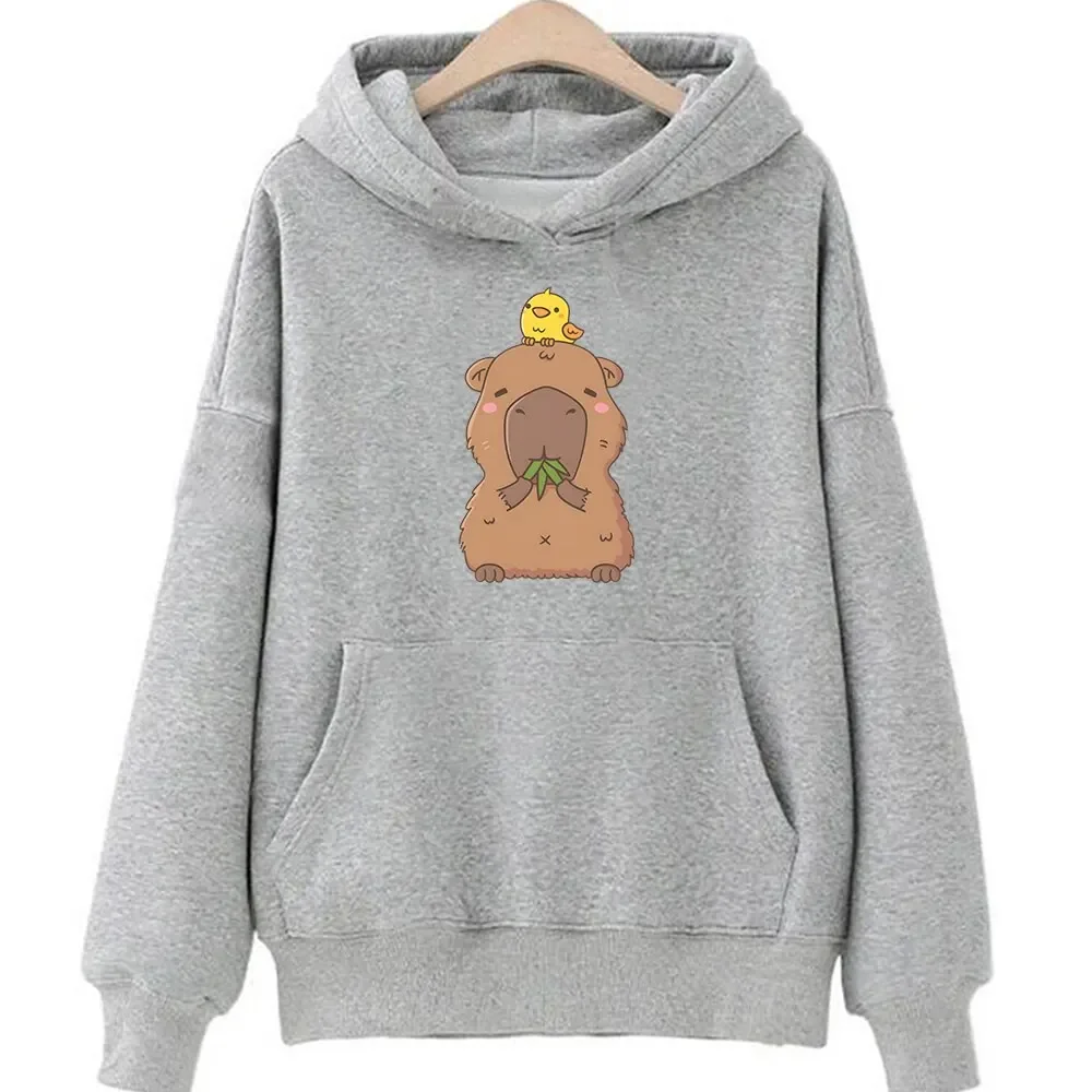 Capybara Kawaii Cartoon Print Hoodie for Girls Cute Graphic Kids Sweatshirts Autumn/Winter Hooded Boys Clothes Long Sleeve Tops