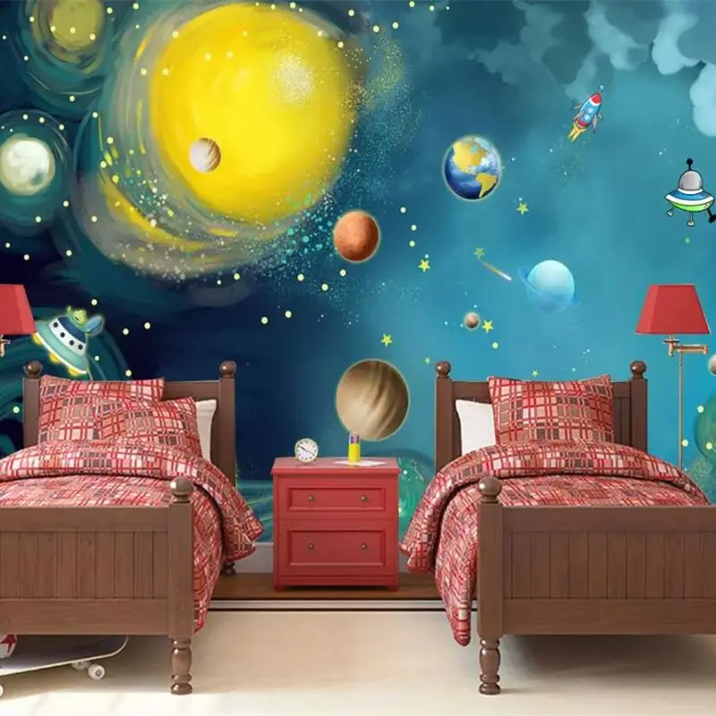 beibehang Custom wallpaper 3d photo mural hand-painted space universe children's room bedroom large wallpaper 3d papel de parede