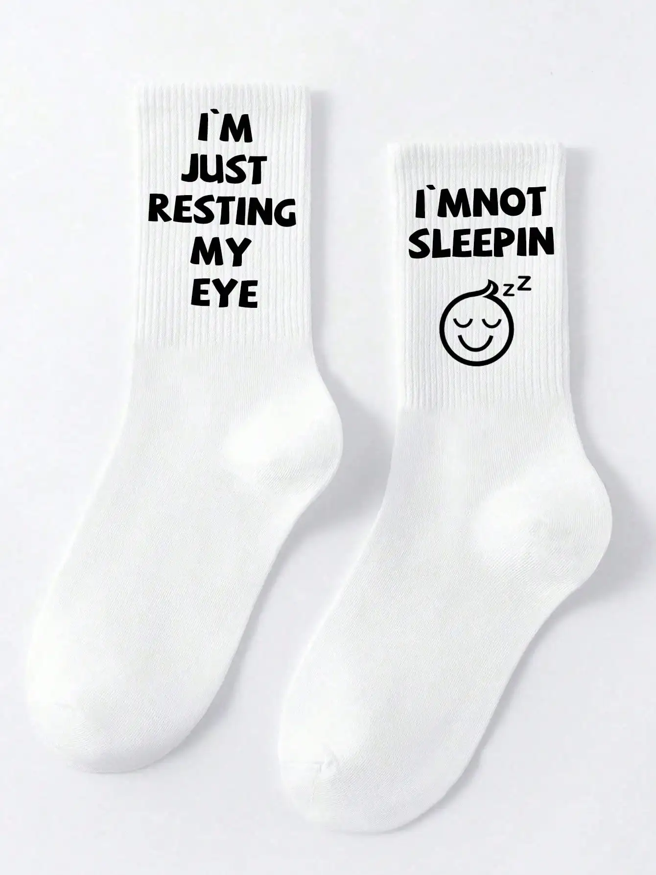 1 Pair of Fun Men's Socks with Letter Patterns, Breathable & Comfortable Mid-Crew Style, Suitable as a Gift