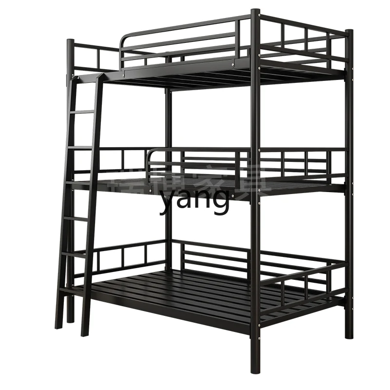 LH wrought iron bunk upper and lower bunk triple bed iron bed student staff dormitory third floor upper middle and lower bunk