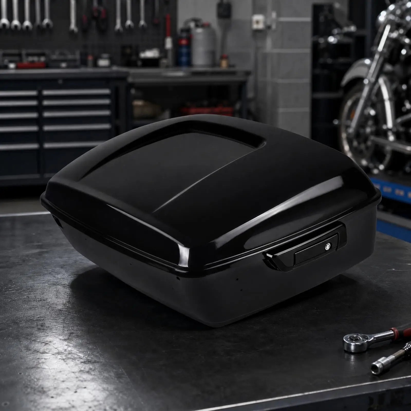 Bagger Motorcycle Rear Trunk Storage Box Glossy Plastic with Mounting Kit for 2014 to 2025 Touring Models