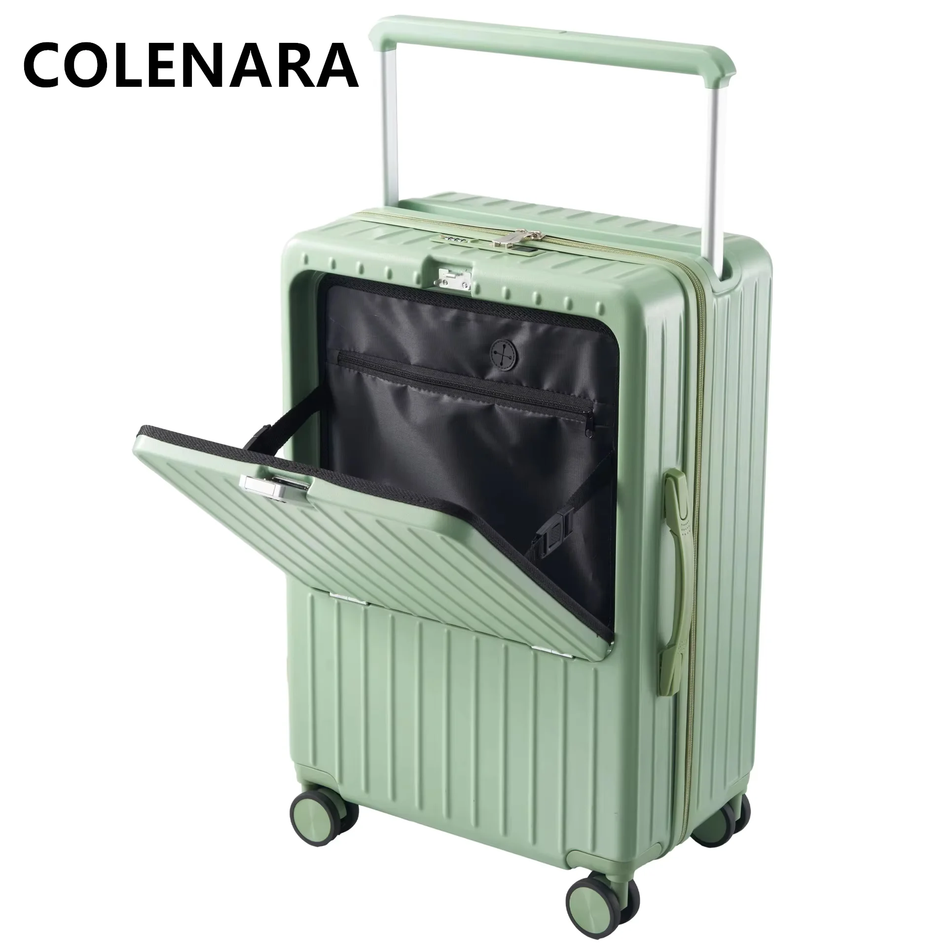 COLENARA Cabin Suitcase Front Opening Laptop Boarding Case USB Charging Trolley Case 20