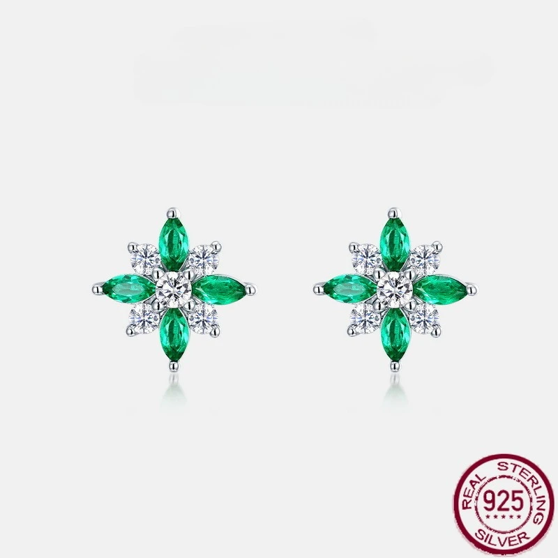 

Новые серьги из чистого серебра 925 пробы с культивированным изумрудом, свежие и модные серьги с четырьмя листьями клевера, праздничные подарки, свадебные украшения