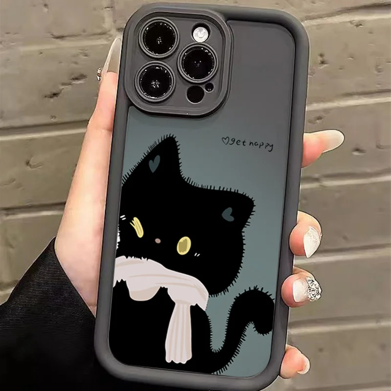 Luxe Cartoon Kat Zachte Telefoonhoes Voor Iphone 15 14 13 12 11 Pro Max Mini 7 8 Plus Se 2020 X Xs Xr Schokbestendige Beschermhoes