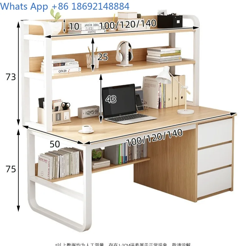 All in one desk and bookshelf simple desktop computer table for small space home office use
