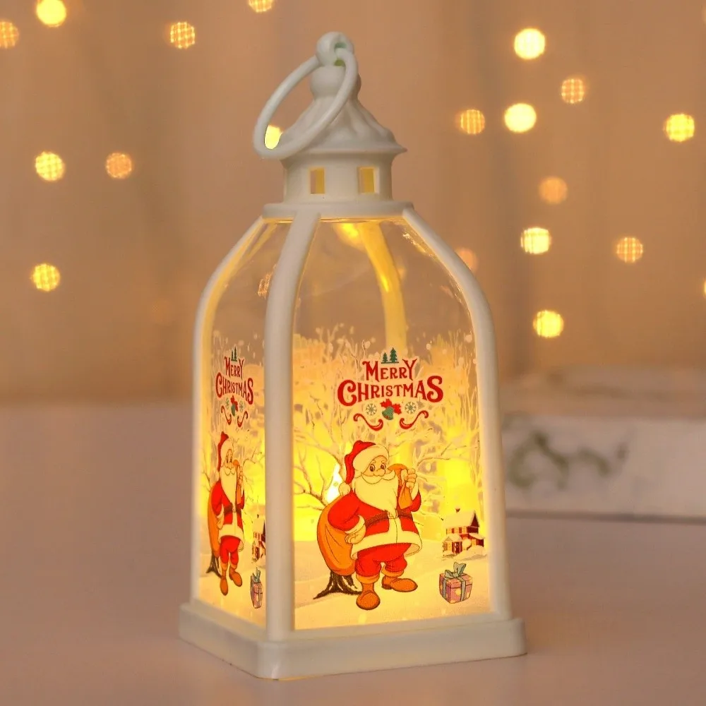 Warm Glow Christmas Lantern Plastic Shell Vintage Shape LED Candle Lamp Flame Effect Lightweight Design Xmas Night Light