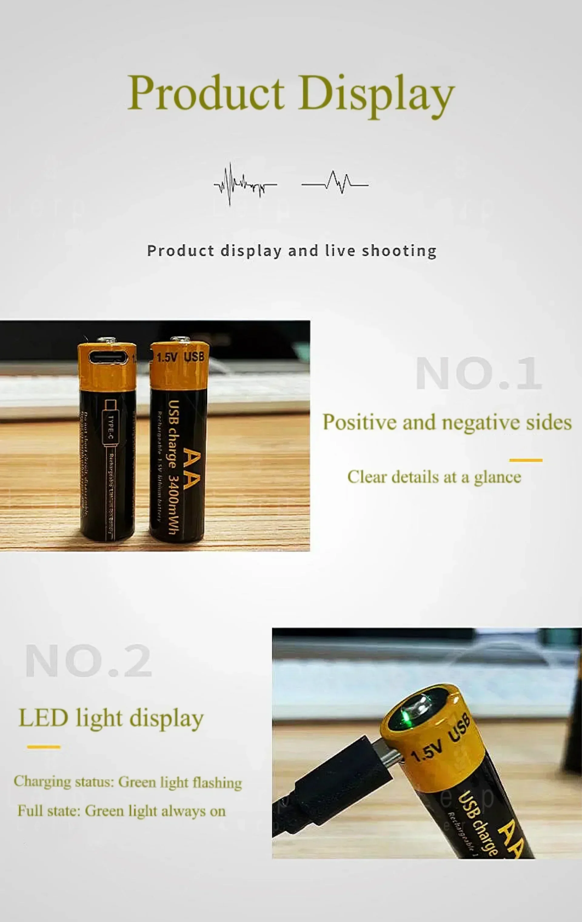 

1.5V AA14500 Rechargeable USB Lithium Battery Large Capacity Remote Control Mouse Electronic Lock Toy Car