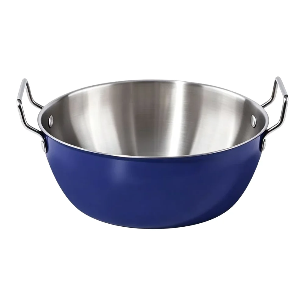 Stainless Steel Colored Mixing Bowls Dual Handle 304 Grade for Kitchen Cooking Serving Storage 17x6cm Yellow Blue Red Options