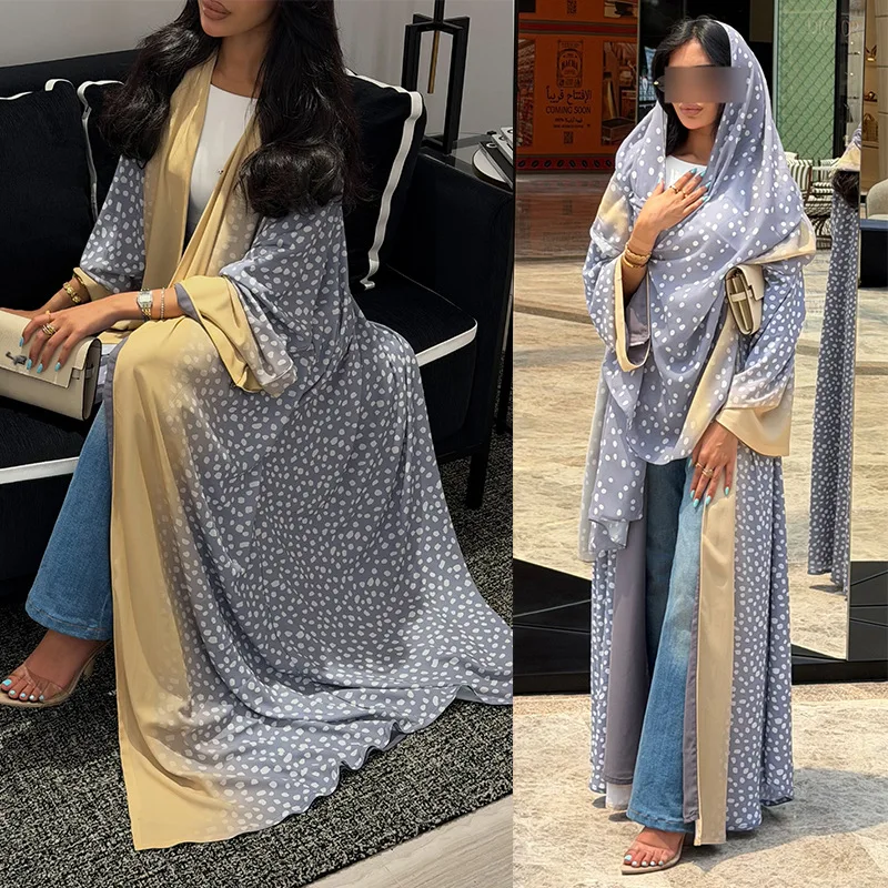 Eid Abaya Women Hijab Dress Jalabiya Cardigan Robe Dot Dresses Muslim Morocco Vestidos Dubai Abayas Kaftan Khimar Ramadan