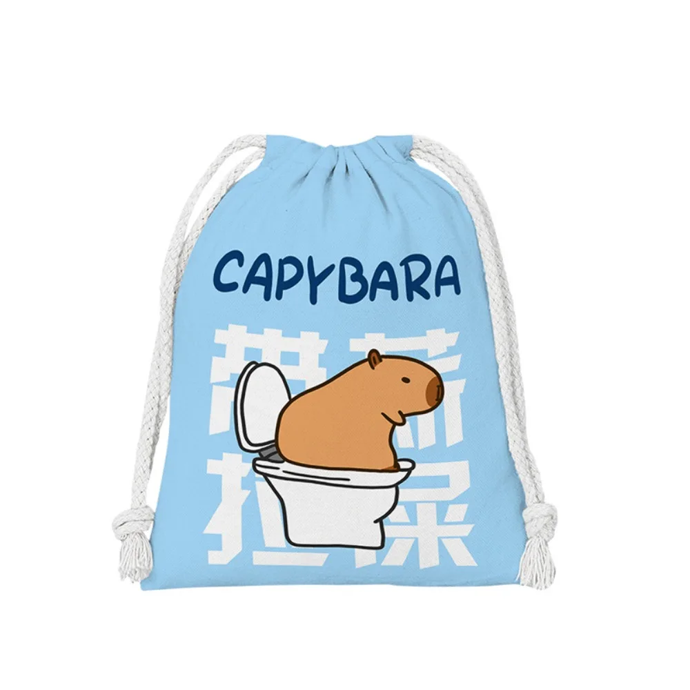 Casual Drawstring Bag Hot Canvas Drawstring Drawstring Pouch Cartoon Capybara Cosmetic Bag Organizer