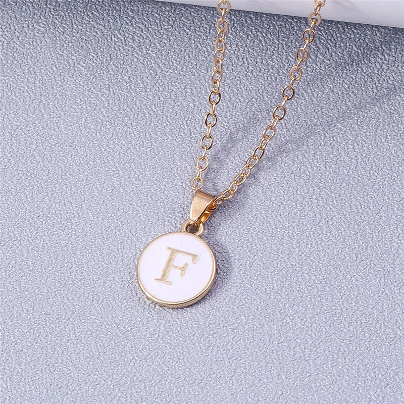 Aihua Minimalistische Initiale Emaille Weiß Schwarz A-Z Buchstaben Halskette für Frauen Alphabet Anhänger Schmuck Geburtstag Geschenke Großhandel – Detail 16