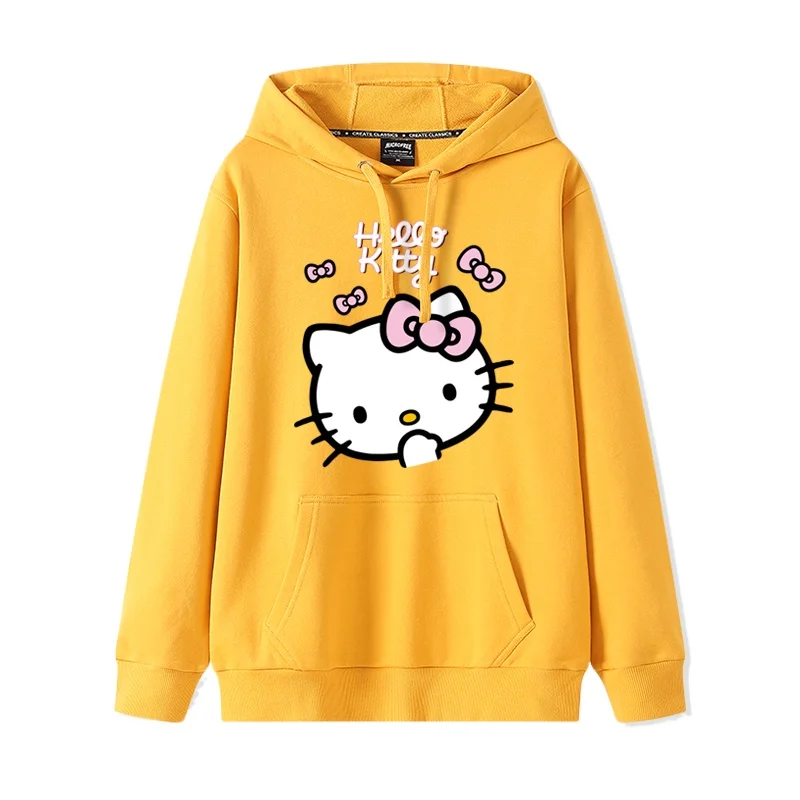 2024 New Cartoon Cute Kitty Loose Hooded Hooded Hoodie Girl\'s Friend Dress Couple Dress Casual Fashion Versatile Hoodie Top Coat