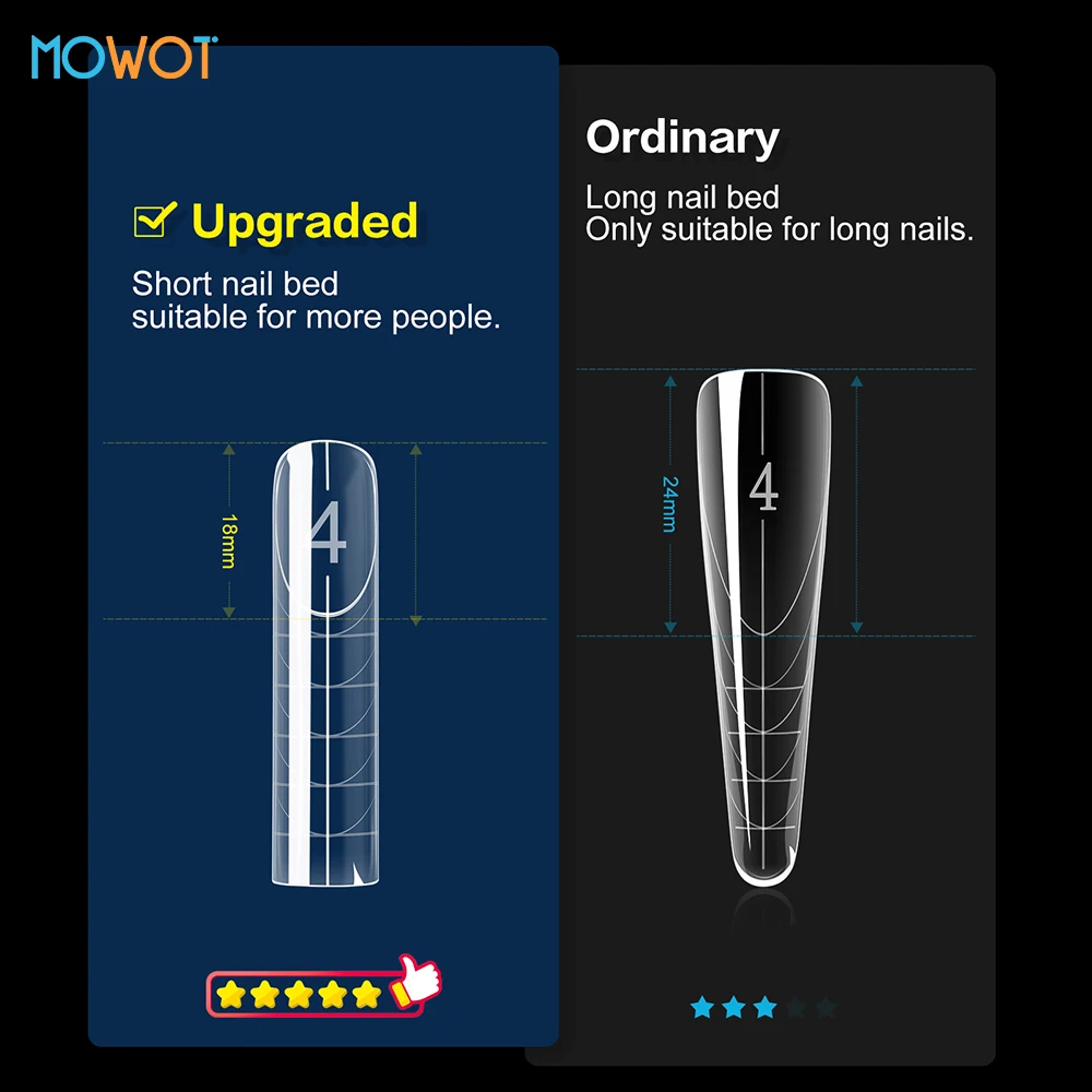 MOWOT 140pcs Square French Dual Nail Forms 14 Sizes Full Cover Reusable Nail Tips Poly Nail Gel Extension Upper Mold Nail Tools