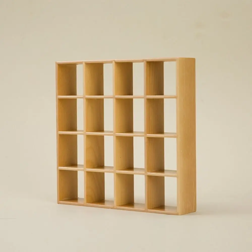 Vitrine miniature tendance en bois 1:12 pour maison de poupée, 16 compartiments, meuble de salon min