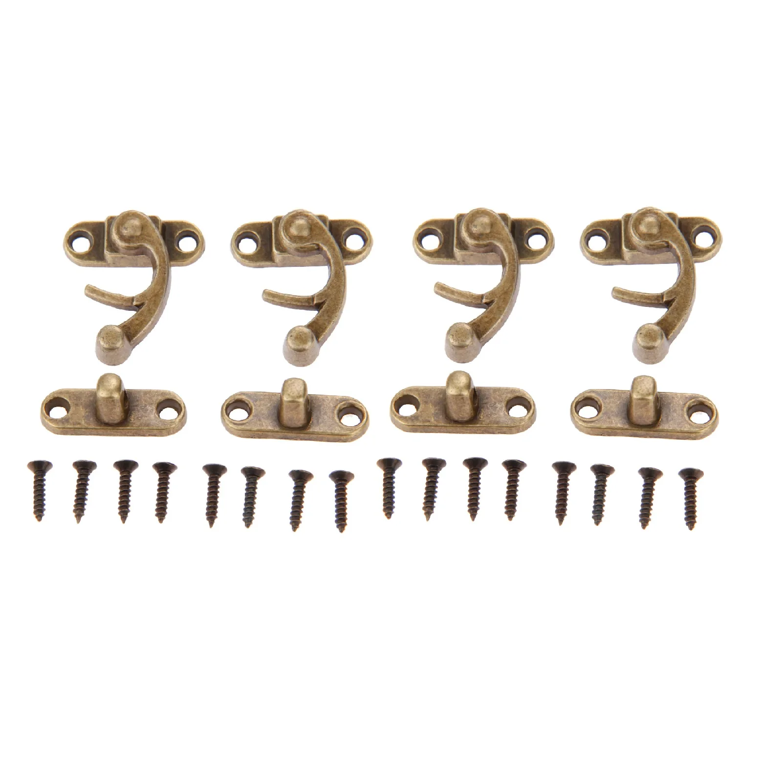 4pcs/set 29*33mm Antique Bronze Box Hasps w/screw Decor Latch Hasp Clasp Buckle Jewelry Case Horn Padlock Zinc Alloy Old Chinese