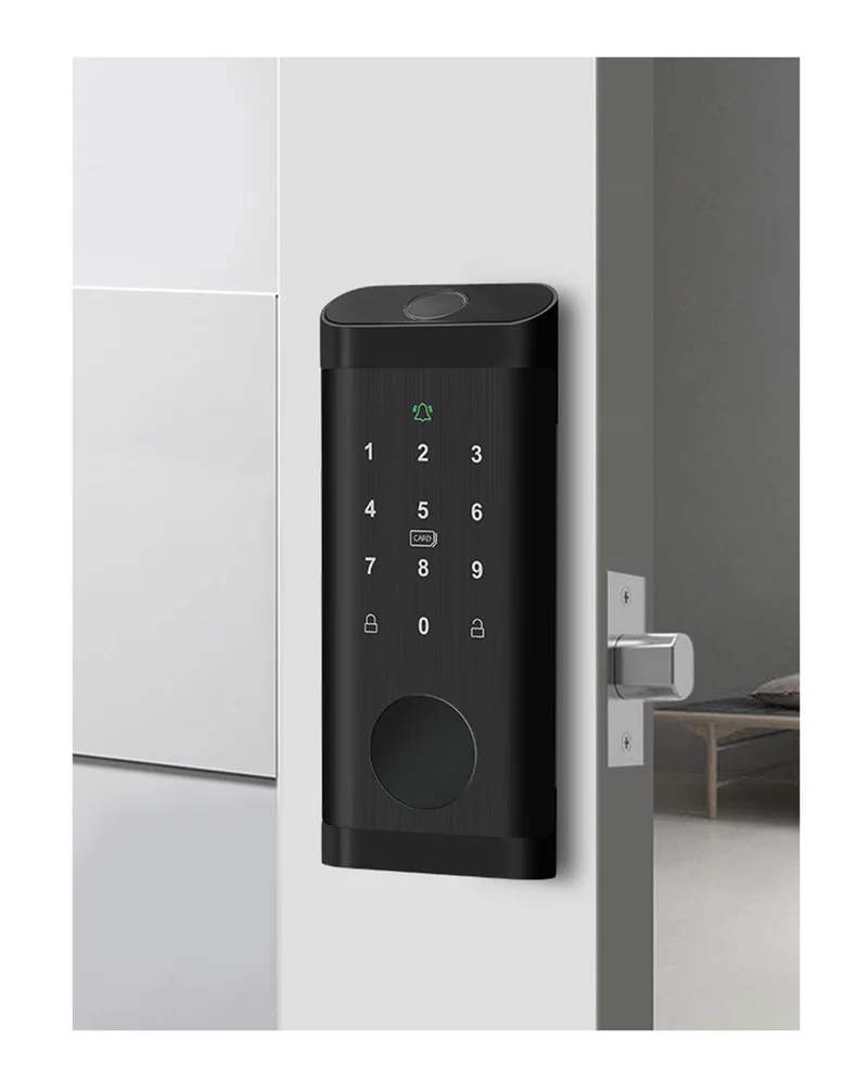 Factory Tuya TTlock WiFi Smart Door Lock Fingerprint & RFID CARD Access Digital Password Code for American Standard Wood Door