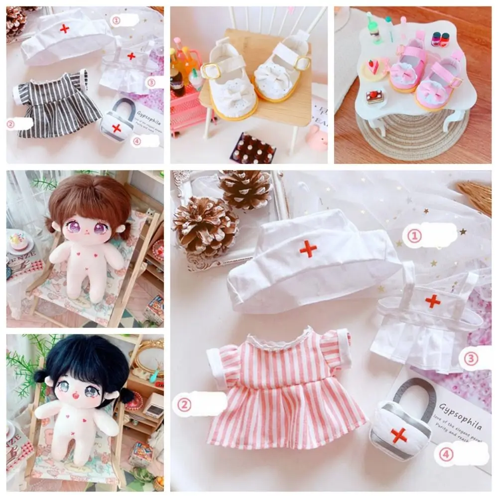 

Cross-Dressing Nurse Dress Set 20CM Cotton Clothes Replacement Outfit Stuffed Suit Mini Princess Shoes Clothes 20cm Cotton