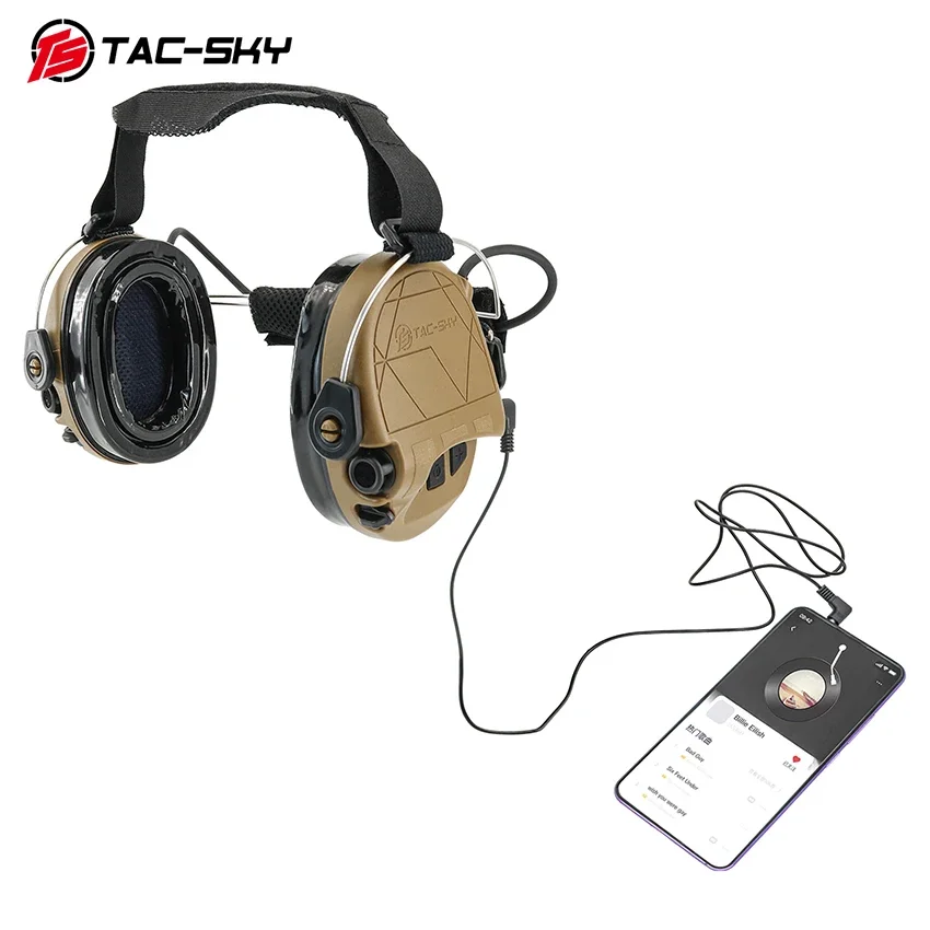 TAC-SKY 2024 Tactical Headset TAC302 No Mic Airsoft Shooting Headphone Noise Cancelling Tactical Communication Silicone Earmuffs