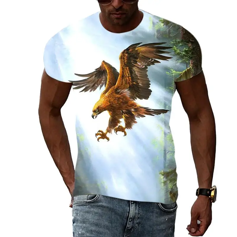 

Summer Fashion Animal Birds Eagle graphic t shirts For Men 3D Print Hip Hop Harajuku Personality Round Neck Short Sleeve Top