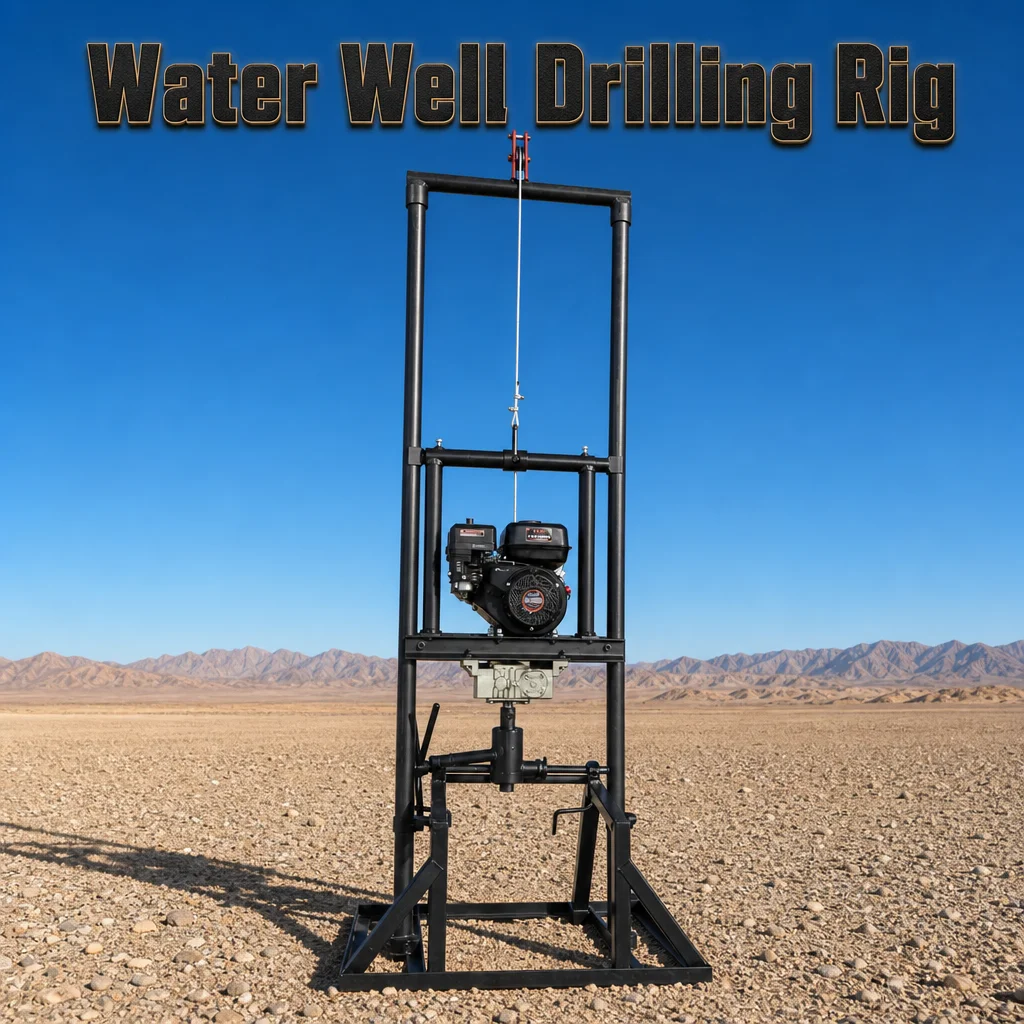 Customized Borehole Drilling Machine Petrol Diesel Engine High Efficiency Gantry Structure for Farm Use 80m Drilling Rig