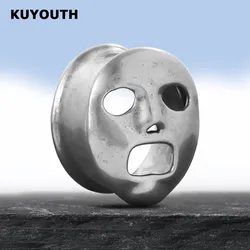 KUYOUTH Oorexpanders Pluggen Koperen Masker Oorbelmeters Brancards Piercing Lichaamssieraden 2 STUKS
