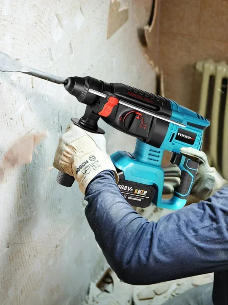 YOFIDRA Borstelloze Elektrische Boorhamer 26MM Multifunctionele Draadloze Oplaadbare Schroevendraaier Gereedschap Voor Makita 21V Accu - afbeelding 2