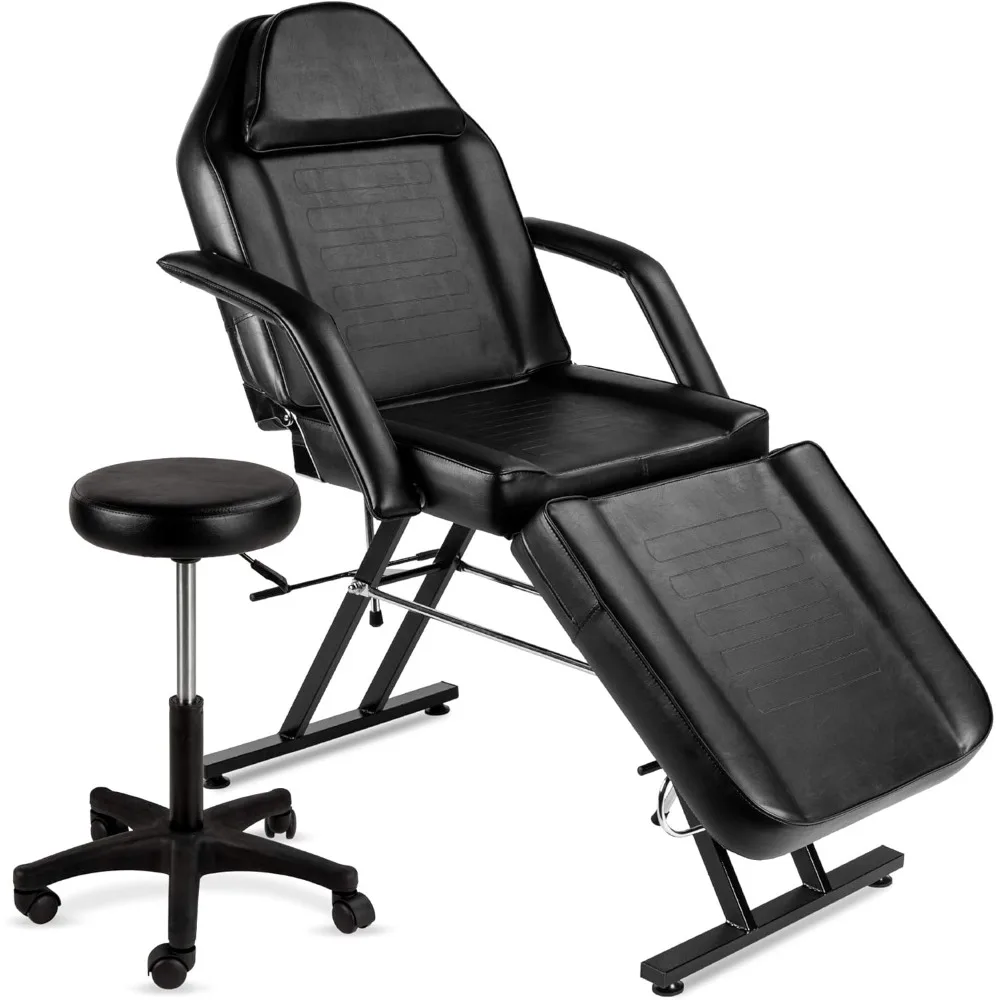 

Multipurpose Massage Bed, Spa & Salon Facial, Tattoo Chair w/Hydraulic Stool, Removable Headrest, Facial Cradle
