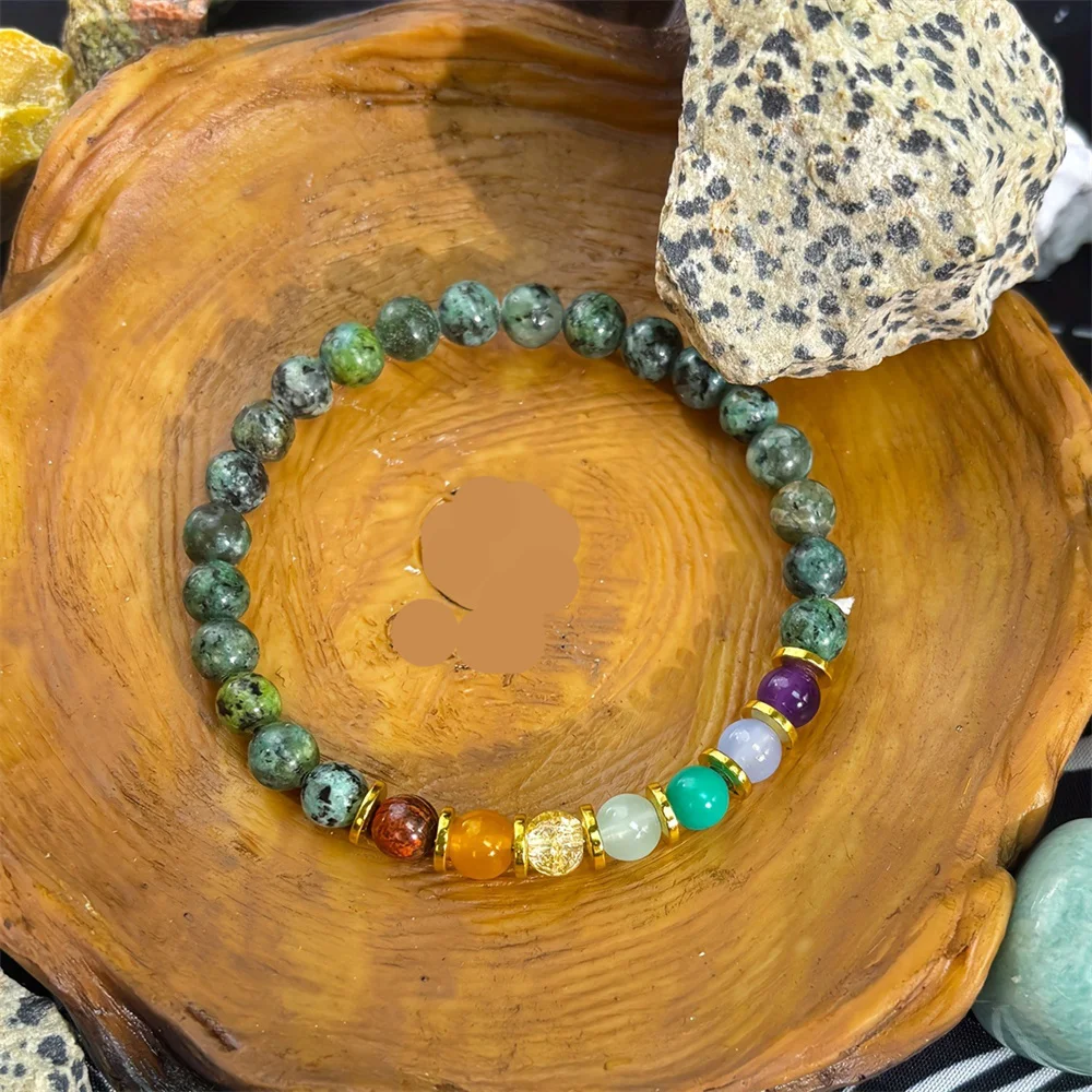 6mm Handmade 1pc/Attract Wealth and Prosperity Bracelet African Turquoise Beaded Stretch Bracelet Jewelry Gift for Family