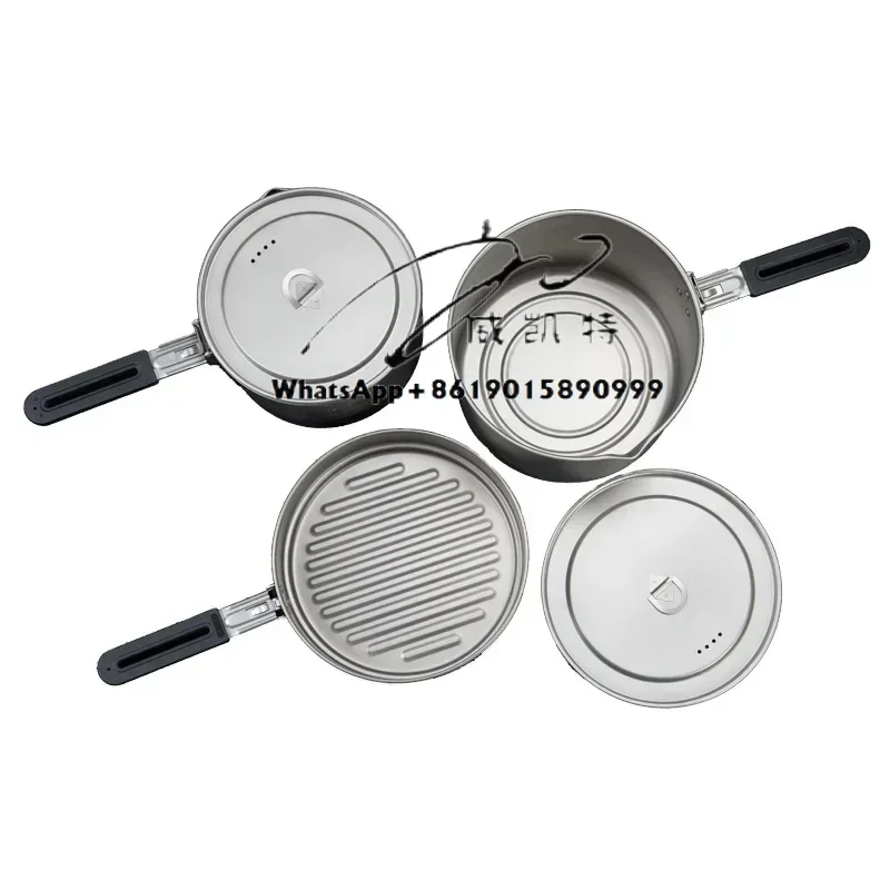 

Ultra-light titanium pot plate, pure titanium stove wood pot plate set, outdoor camping cooker, stainless steel lid, outdoor