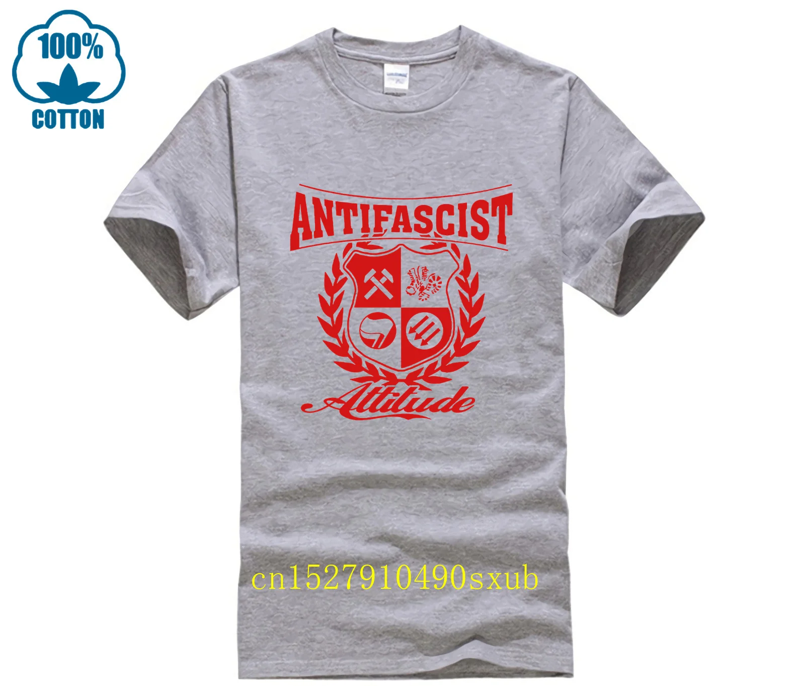 Antifascist attitude men\'s casual fashion T-shirt round neck cool  man\'s T-shirt