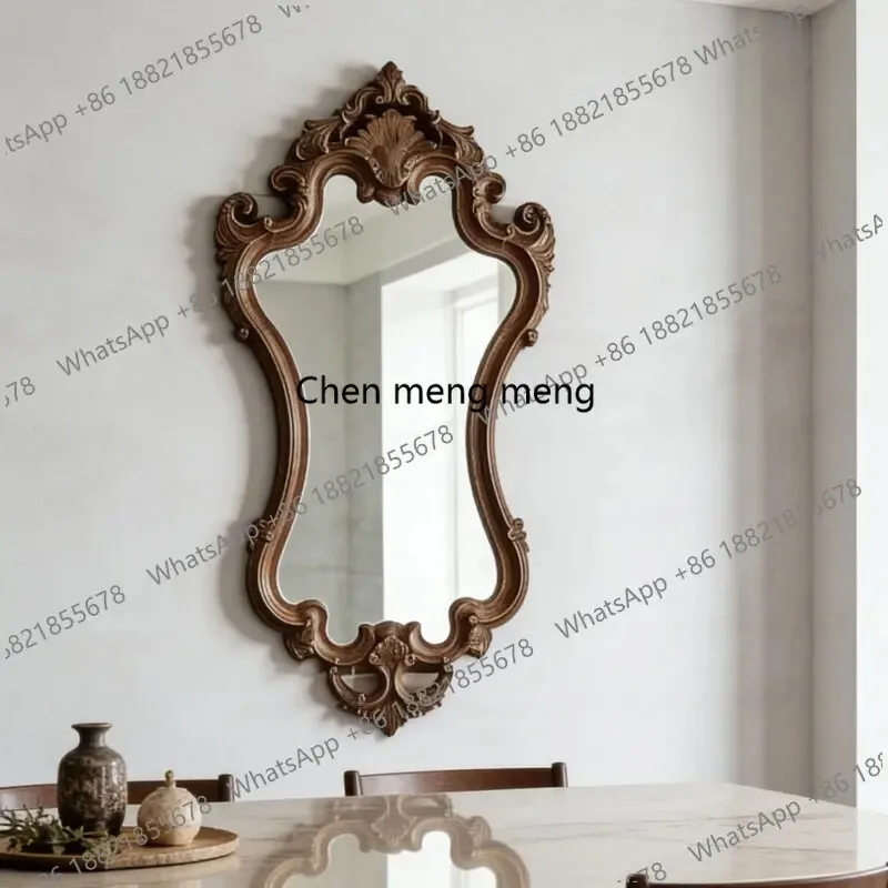 K153 European retro carved wall hanging makeup living room bedroom decorative mirror advanced temperament mirror