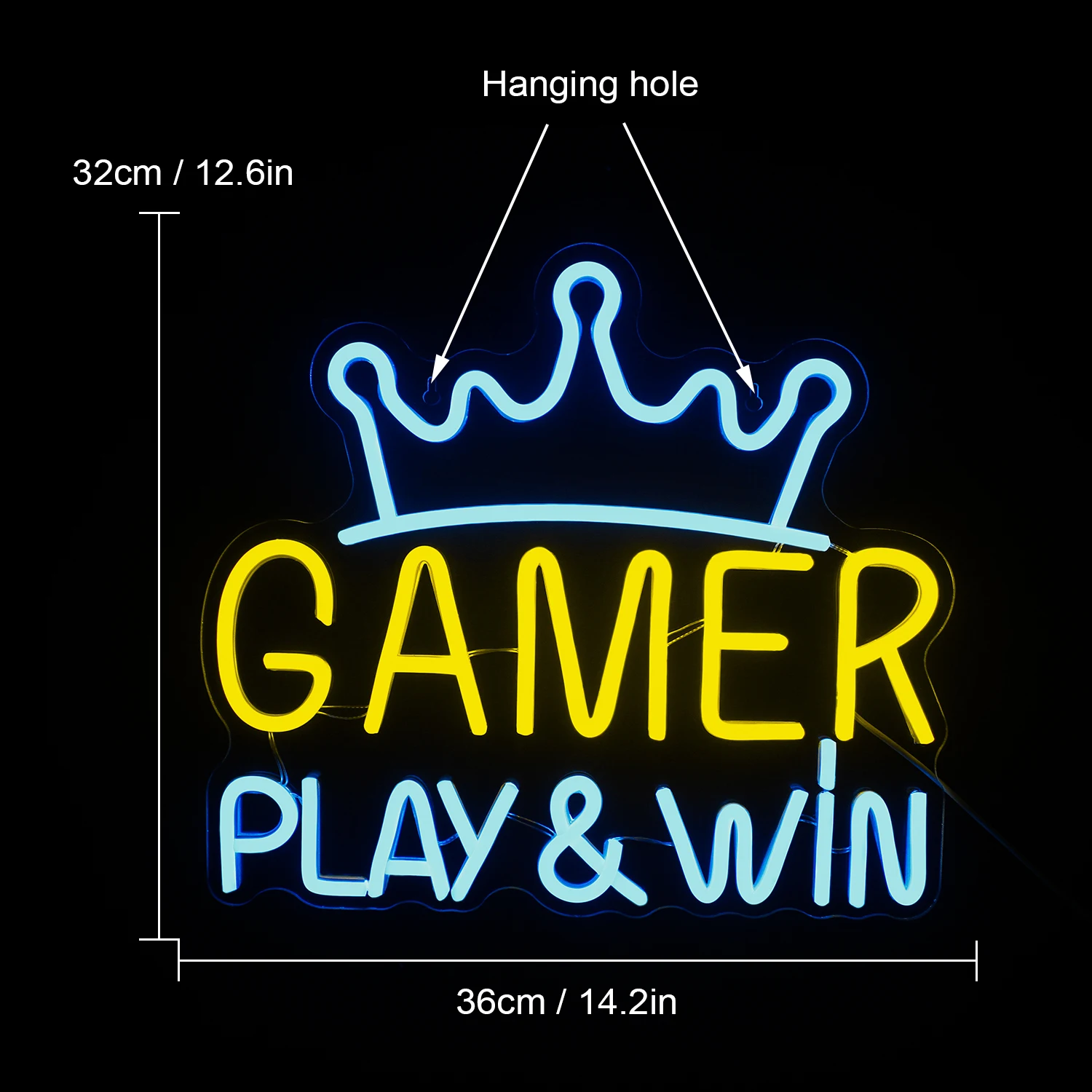 Ineonlife Crown Game Neon Light Kaws Room Aesthetic Restaurant Living Gaming Bedroom Room Luminiso LED Sign Decoration Wall Lamp