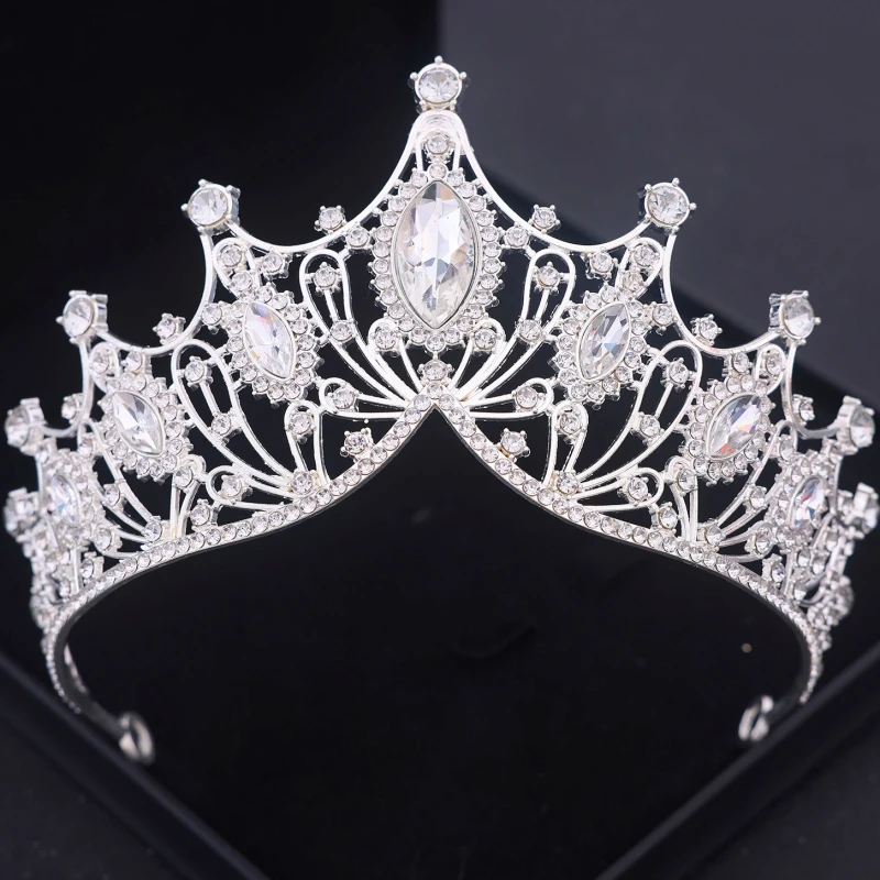 Baroque Crystal Crown Tiara For Women Bride Vintage Rhinestone Prom Diadem Bridal Wedding Hair Accessories Jewelry Crown Tiara