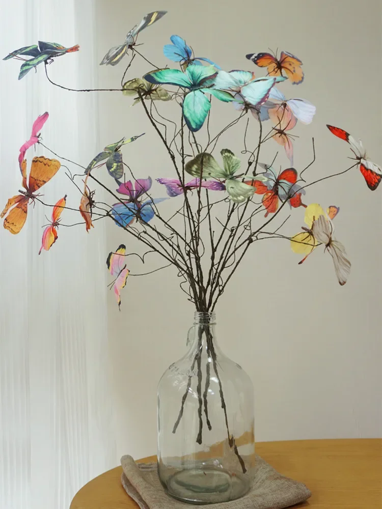 

Fake flower decoration simulation dead branches butterfly trunk branches arrangement window decoration floral photography