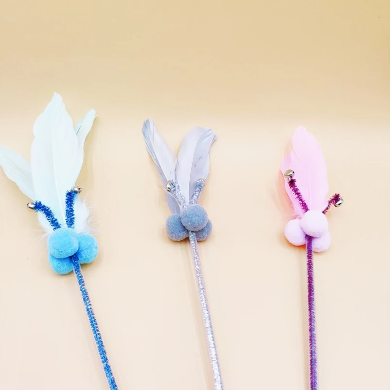 Multi style fun long handled feather cat teasing stick cat interactive puzzle entertainment product