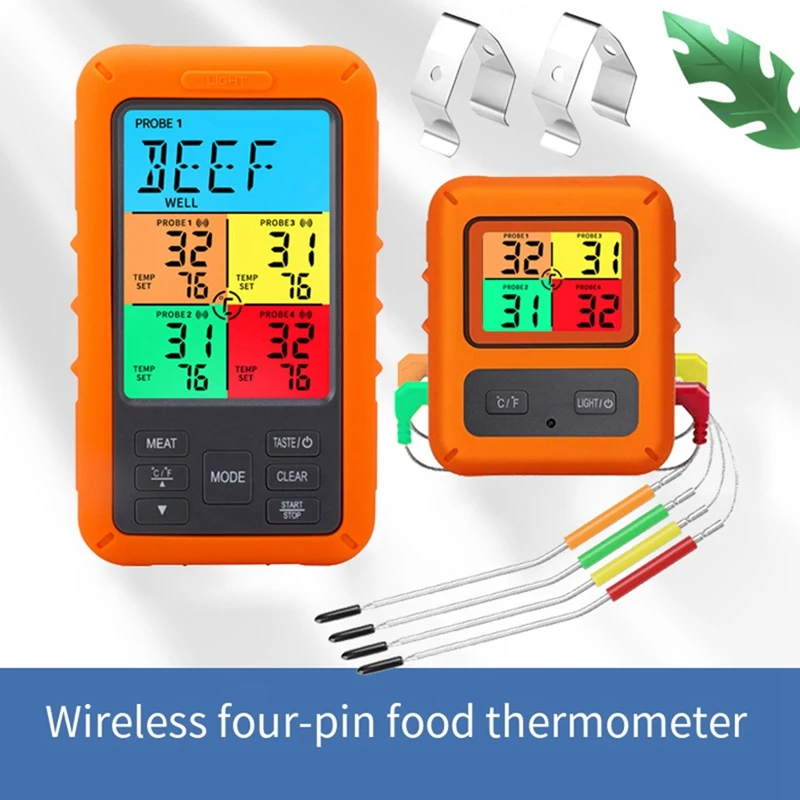 New Wireless Meat Temperature Measurer, Digital Remote Food Cooking Meat Thermometer For BBQ Smoker Oven Kitchen Appliances