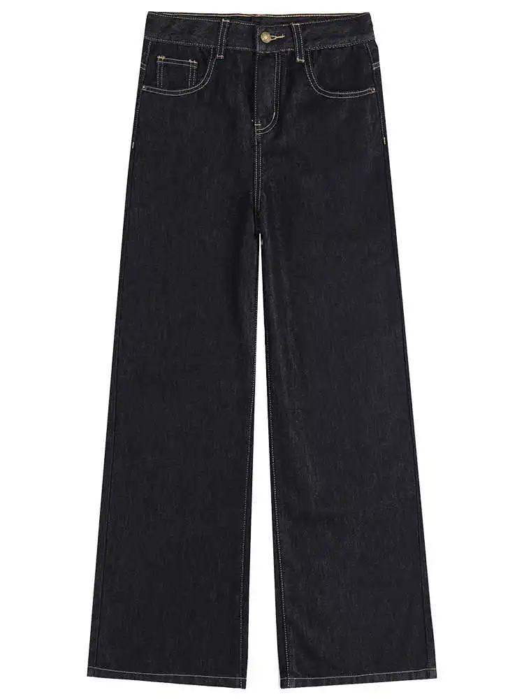 Celana Jeans Wanita Biru Gothic Baggy Y2k Emo Gaya Jepang 2000-an Vintage Harajuku Oversize Boyfriend Denim Musim Gugur