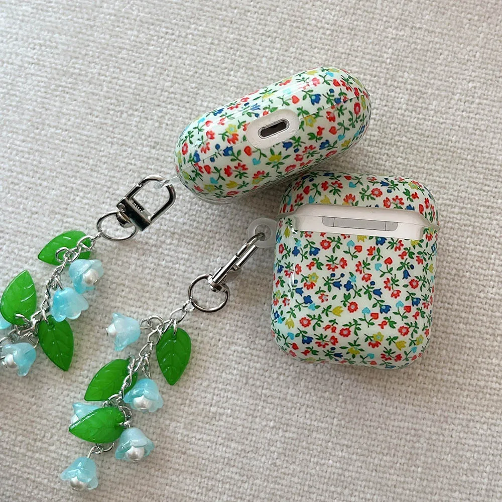 حافظة جميلة فنية صغيرة على شكل زهور لأجهزة AirPods Pro3 سلسلة مفاتيح رنين الرياح غطاء ناعم لأجهزة AirPods 4 2 3 Pro 2 غطاء ناعم #5