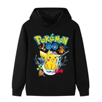 Autumn and winter children's cartoon hooded sweatshirt Pokémon Pikachu print boy's warm hoodie girl's casual fashion pullover to