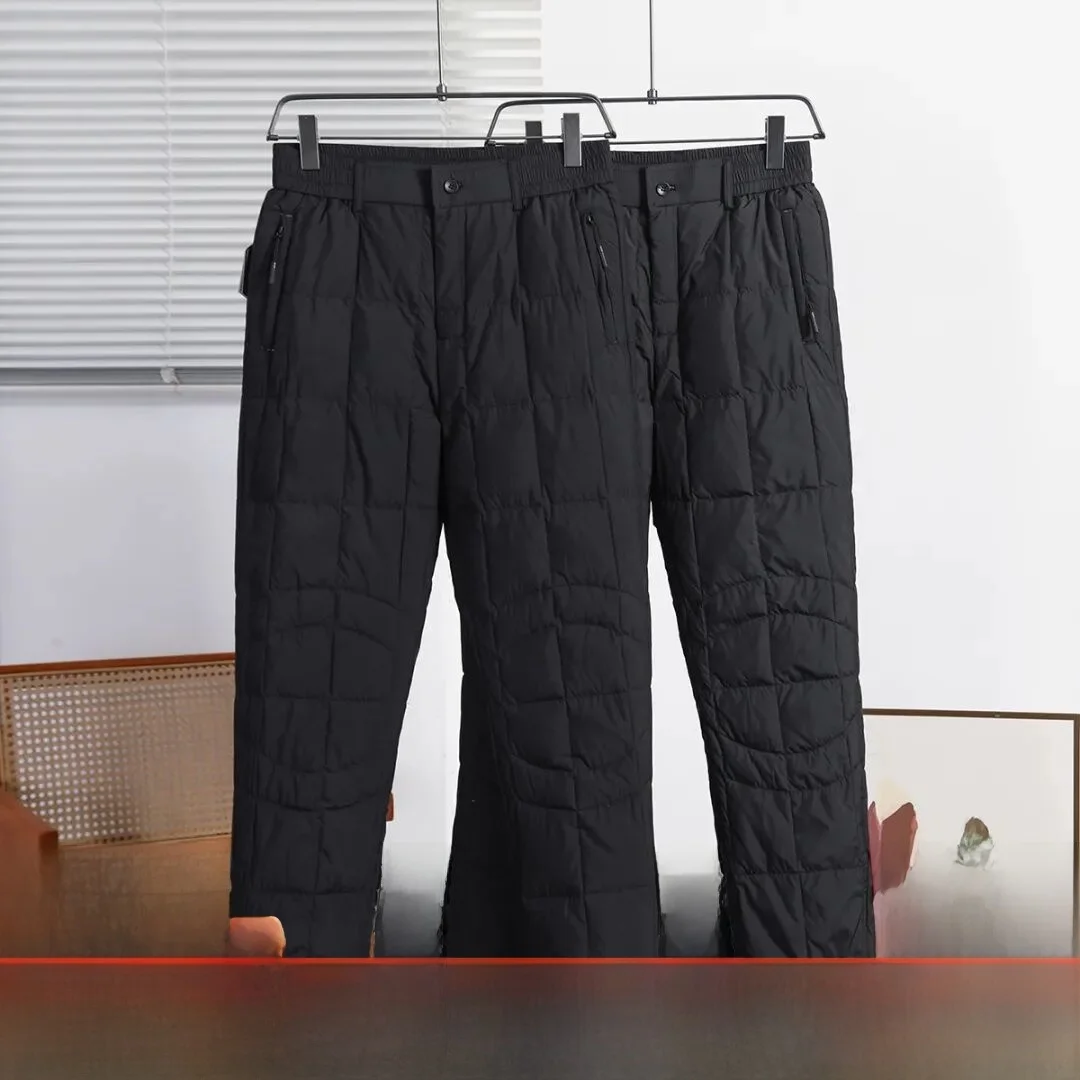 

Thiened 90 White Du down Men's Winter Warm Anti-Cold down Pants Straight Leg Long Trousers Youth Faion Casual Outerwear