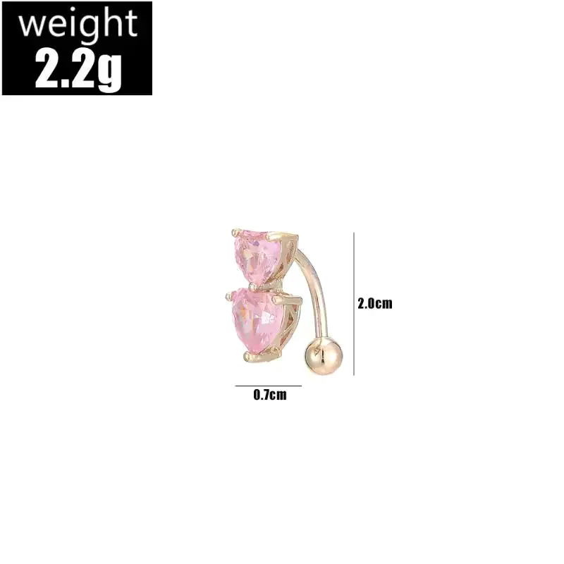 Sexy Rhinestone Heart Belly Rings Stainless Steel for Navel Piercings Beach Outfit
