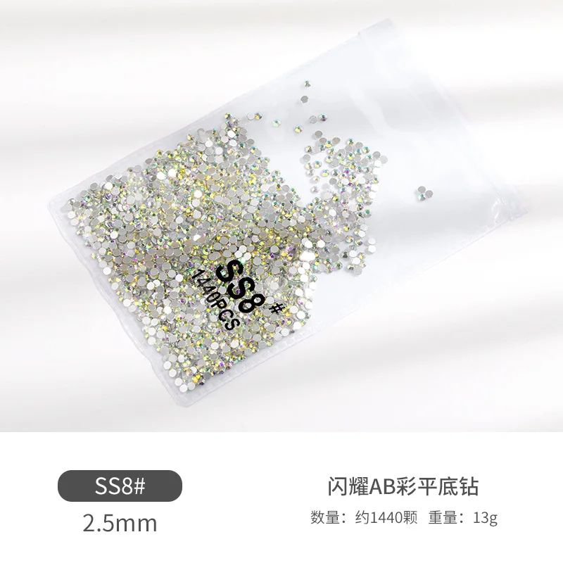 1440Pcs(SS3/SS4/SS6//SS8/SS10/SS12/SS16)Round Crystal Rhinestones AB/Clear Glitter Mini Non-Hot Fix Rhinestones DIY 3D Diamond