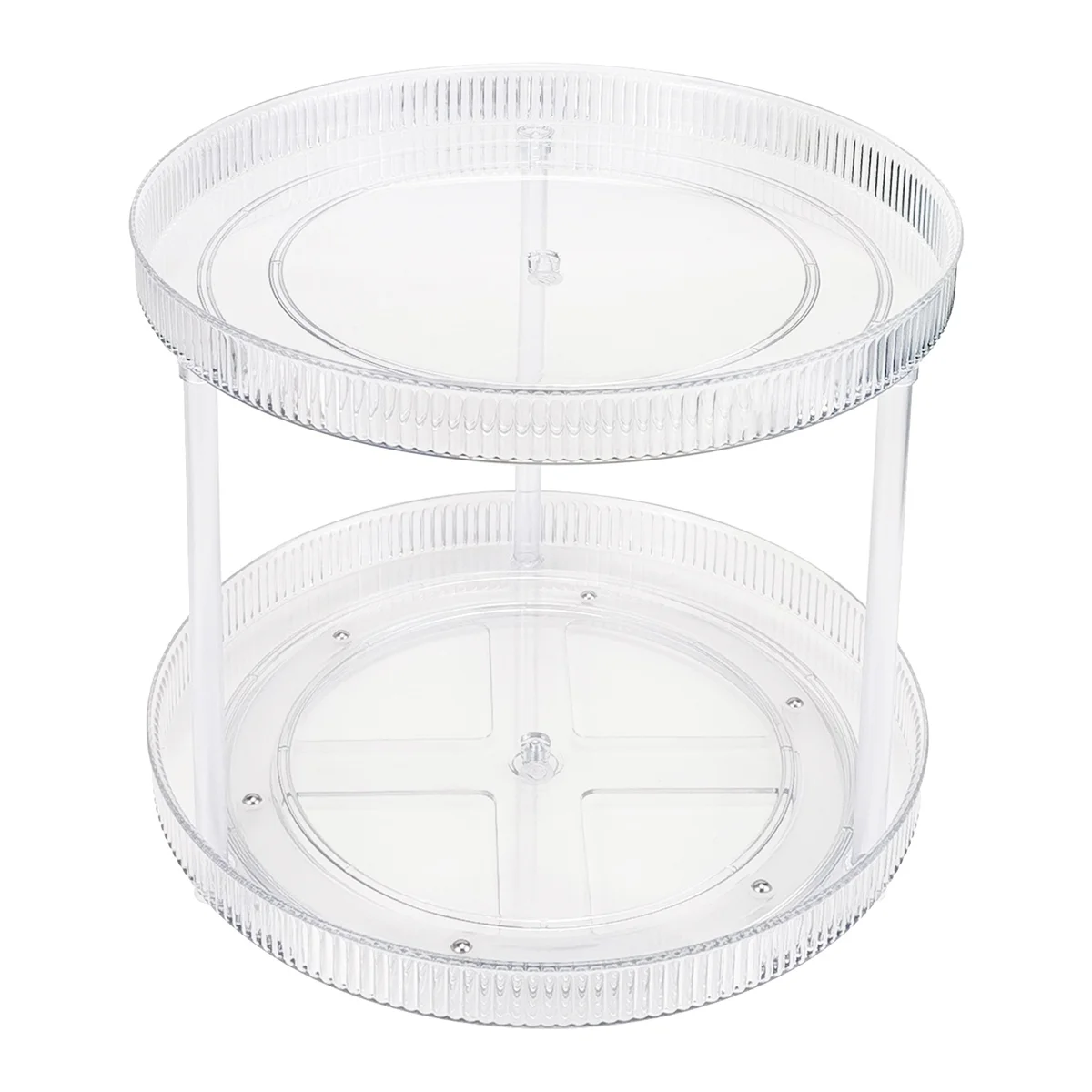 360° Clear Rotating Storage Tray, 2 Tier Lazy Susan Bathroom Countertop Organizer, Cosmetics and Perfume Organizer