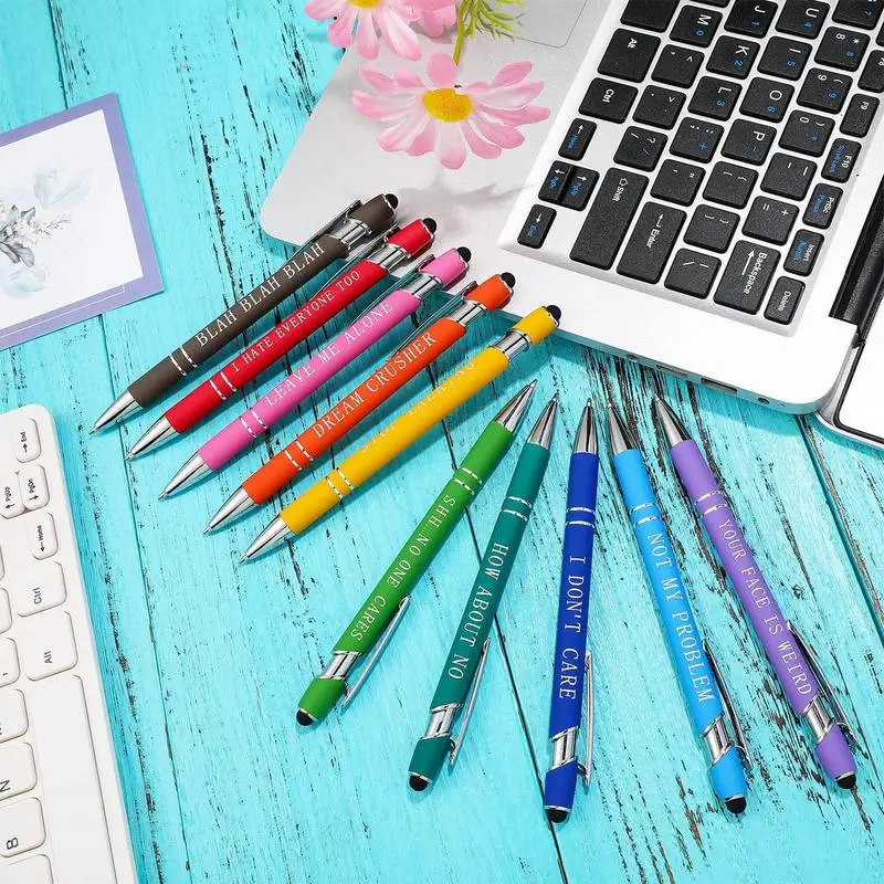 Motivational Pens Novelty Pens With Screen Touch Motivational Messages Pen Metal Inspirational 10 Pieces Pen Set Metal Ink Pens