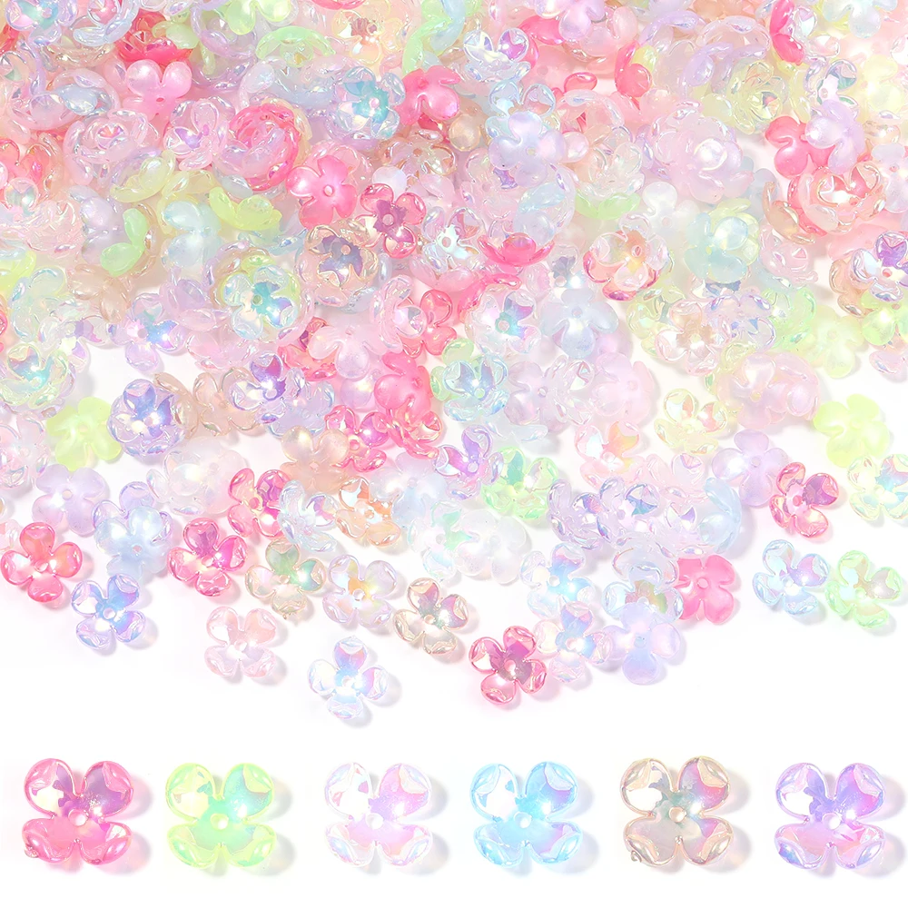 50pcs 12mm Flower Acrylic Beads Colorful Spacer Beads Cap For Jewelry Making DIY Necklace Bracelet Phone Key Chain Accessories