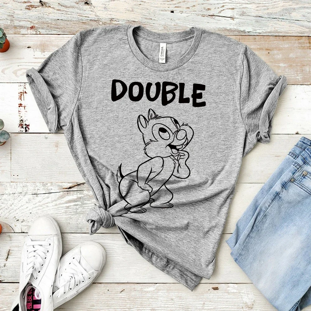 2019 Double Trouble Shirt Cute Chip and Dale T-Shirt Funny Best Friends Shirts Hipster Tees Matching Shirts For Bff