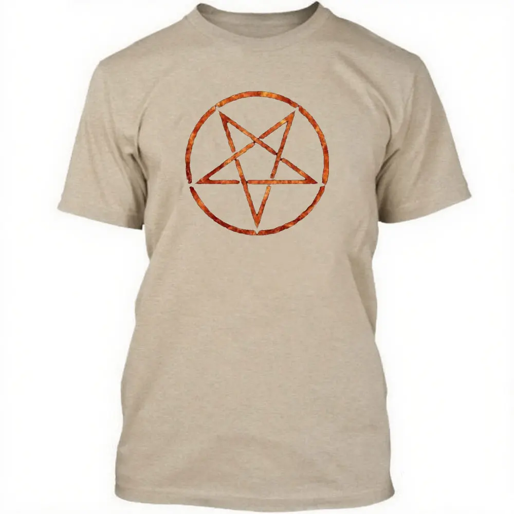 Flaming Pentagram T-Shirt Occult T Shirt Devil Retro Cool Black Metal Comfortable Personality Tees Aesthetic T-Shirt