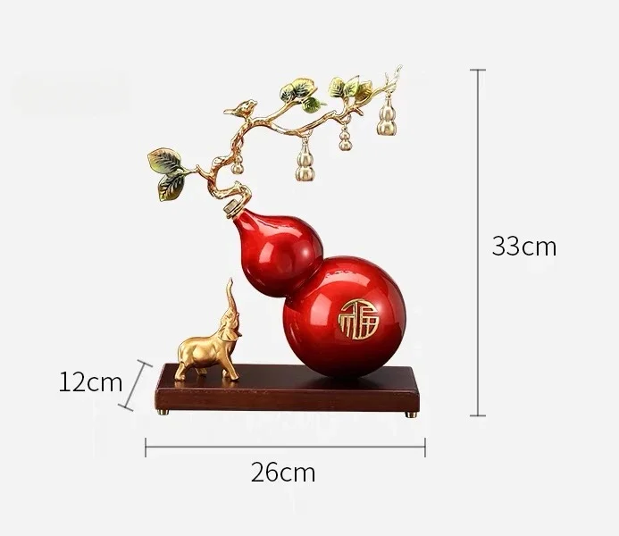 New Chinese Home Crafts Ornament Wufu Linmen Red Gourd