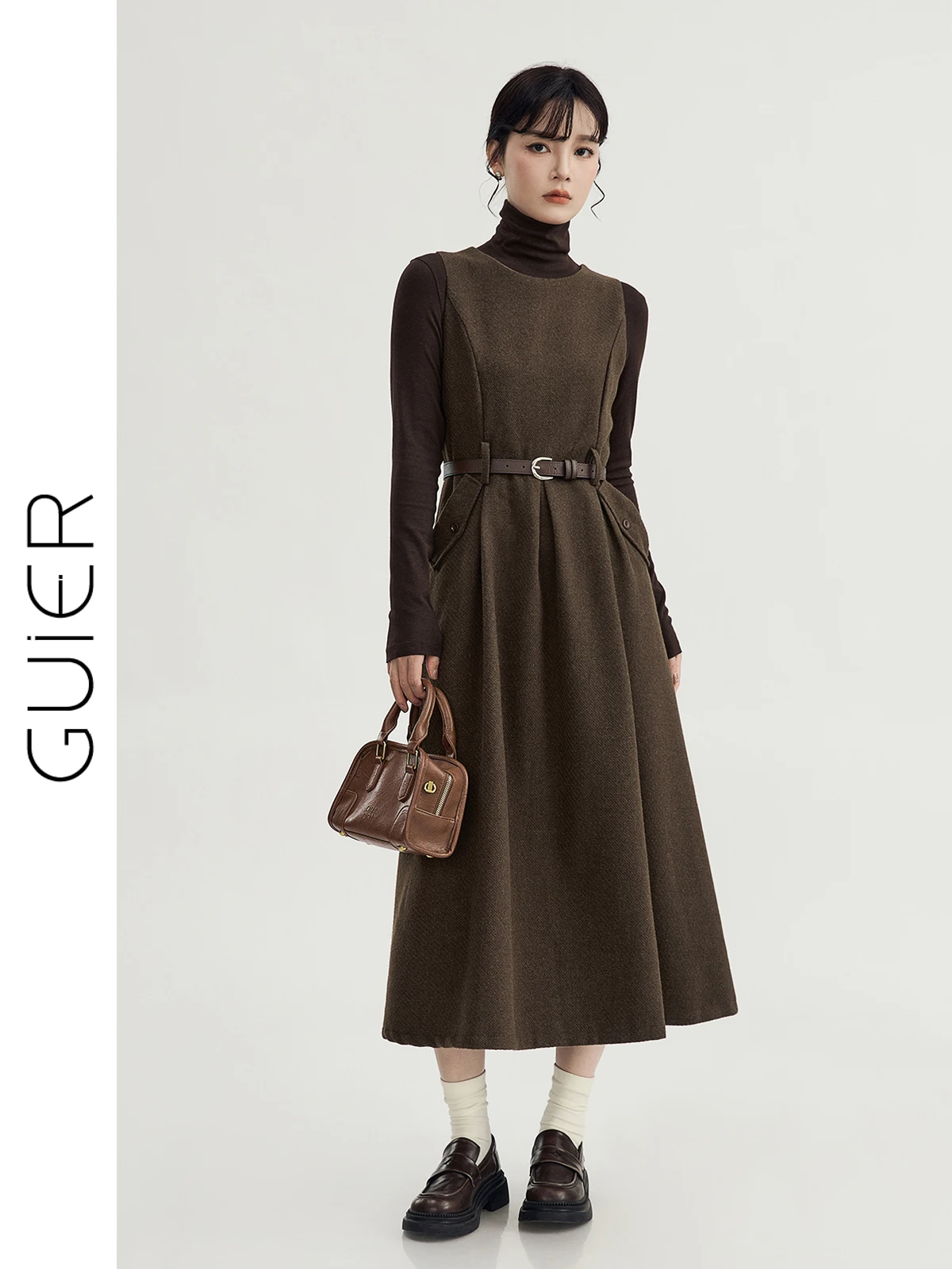 

Женский шерстяной жилет Guier Dr, ретро-юбка-миди трапециевидной формы, круглая, с застежкой на талии, весна-осень 2023, новинка Sle Faion Sensation