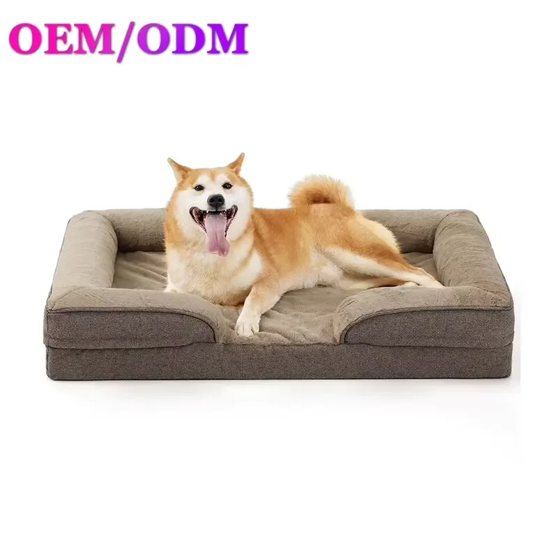 Large Orthopedic Dog Bed Supportive Egg-Crate Foam Washable Removable Cover Waterproof Lining Box